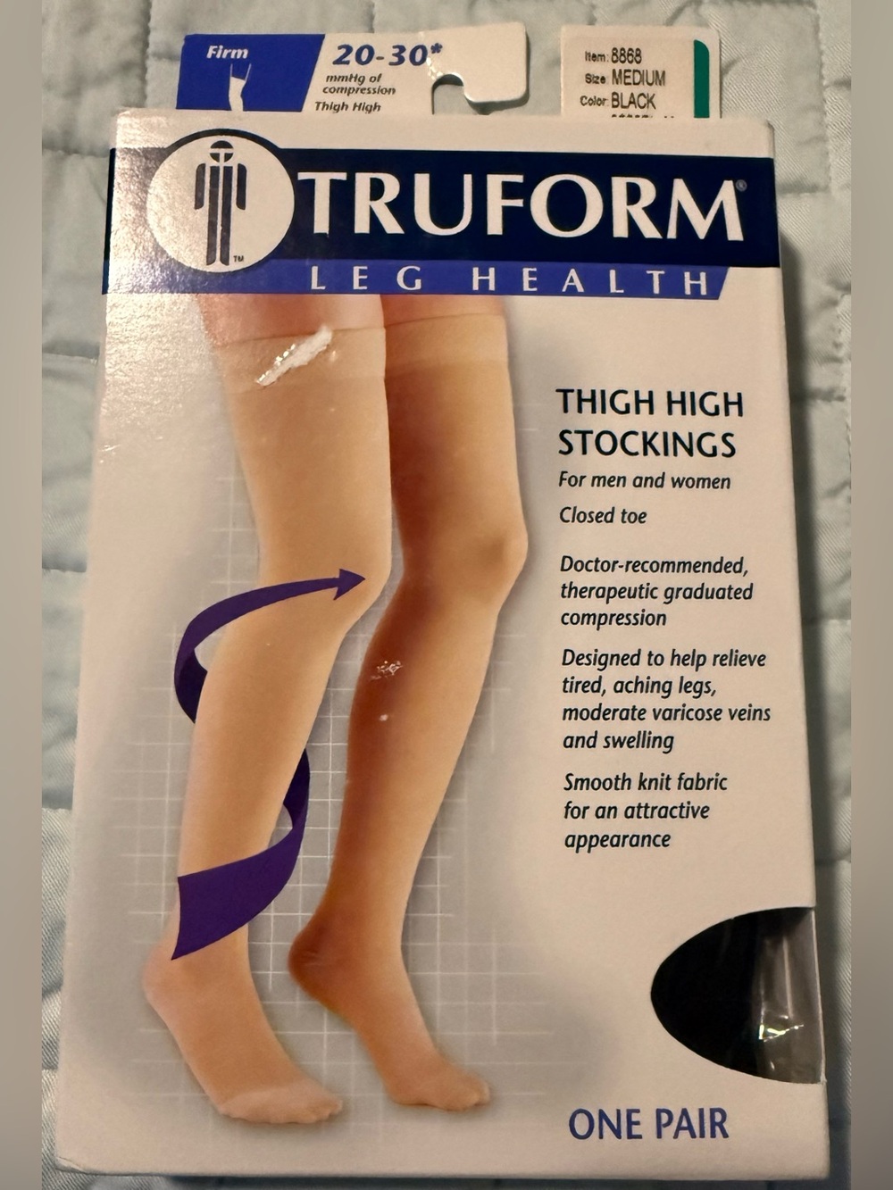 Truform Leg Health Thigh High Stockings New